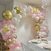 Ružovo-bielo-zlatá balónová girlanda – Obrázok 2